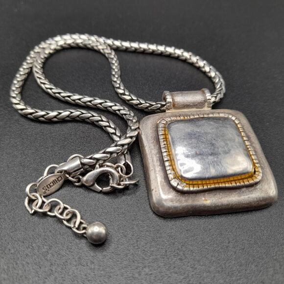 Chico's Silver Tone Pendant Necklace, Twisted Rope Chain, 20 1/2 Inches - Picture 10 of 10